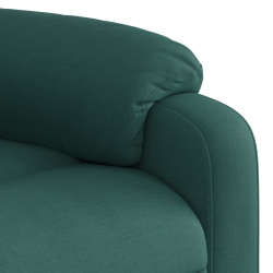 Podnoszony fotel masujący, rozkładany, ciemnozielony, tkanina