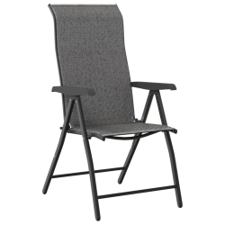 Składane krzesła ogrodowe, 2 szt., szare, rattan PE