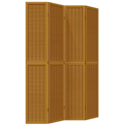 Parawan pokojowy, 4-panelowy, brązowy, lite drewno paulowni