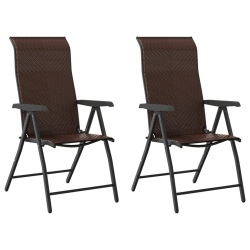 Składane krzesła ogrodowe, 2 szt., brązowe, polirattan