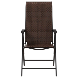 Składane krzesła ogrodowe, 2 szt., brązowe, polirattan