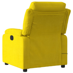 Rozkładany fotel masujący, elektryczny, żółty, aksamit