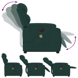 Podnoszony fotel masujący, elektryczny rozkładany ciemnozielony
