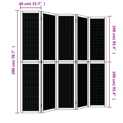 Parawan pokojowy, 5-panelowy, brązowy, lite drewno paulowni