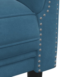 Sofa 3-osobowa, niebieska, tapicerowana aksamitem