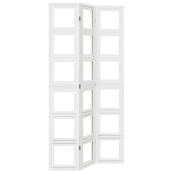 Parawan pokojowy, 3-panelowy, biały, lite drewno paulowni