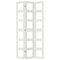 Parawan pokojowy, 3-panelowy, biały, lite drewno paulowni
