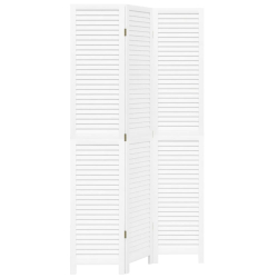 Parawan pokojowy, 3-panelowy, biały, lite drewno paulowni