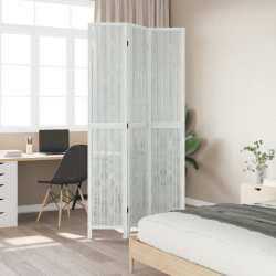 Parawan pokojowy, 3-panelowy, biały, lite drewno paulowni