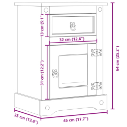 Szafka nocna Corona, 45x35x64 cm, lite drewno sosnowe