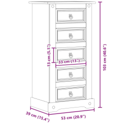 Szafka nocna Corona, 53x39x103 cm, lite drewno sosnowe