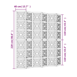 Parawan pokojowy, 6-panelowy, brązowo-czarny, lita paulownia