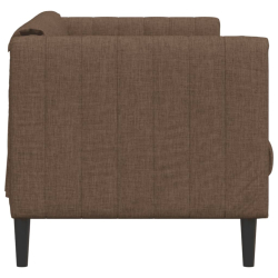 Sofa dwuosobowa, brązowa, tkanina