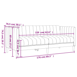 Sofa dwuosobowa, brązowa, tkanina