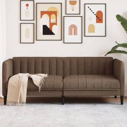 Sofa dwuosobowa, brązowa, tkanina