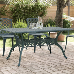 Stół ogrodowy, zielony, 150x90x72 cm, odlewane aluminium