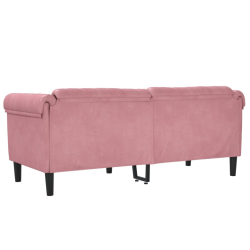 Sofa dwuosobowa, różowa, aksamit