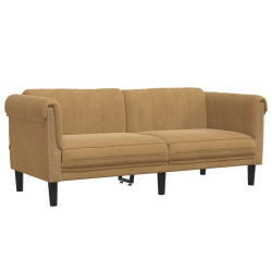 Sofa 2-osobowa, brązowa, aksamitna