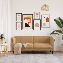 Sofa 2-osobowa, brązowa, aksamitna