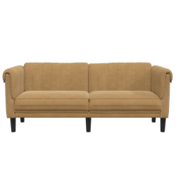 Sofa 2-osobowa, brązowa, aksamitna