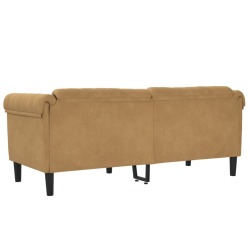 Sofa 2-osobowa, brązowa, aksamitna