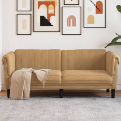 Sofa 2-osobowa, brązowa, aksamitna