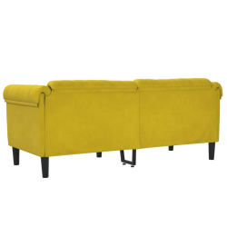 Sofa dwuosobowa, żółta, aksamit