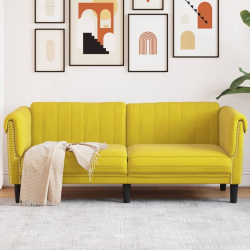 Sofa dwuosobowa, żółta, aksamit