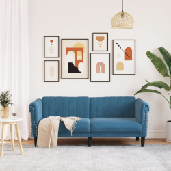 Sofa dwuosobowa, niebieska, aksamit