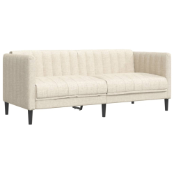 Sofa dwuosobowa, kremowa, tkanina