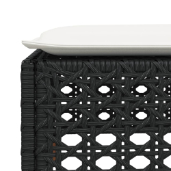 Stołek ogrodowy z poduszką, czarny, 63,5x56x32 cm, rattan PE