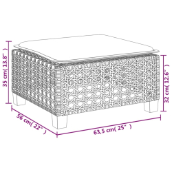 Stołek ogrodowy z poduszką, czarny, 63,5x56x32 cm, rattan PE