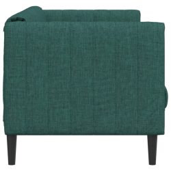 Sofa 2-osobowa, ciemnozielona, tapicerowana tkaniną