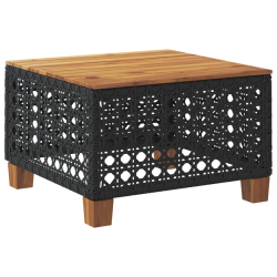 Stolik ogrodowy, czarny, 55x55x36 cm, polirattan i akacja