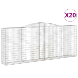 Kosze gabionowe, 20 szt, 400x50x160/180cm, galwanizowane żelazo
