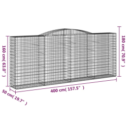 Kosze gabionowe, 20 szt, 400x50x160/180cm, galwanizowane żelazo