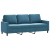 3-osobowa sofa z podnóżkiem, niebieska, 180 cm, aksamit