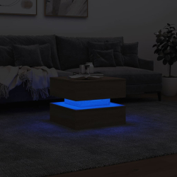 Stolik kawowy z podświetleniem LED, dąb sonoma, 50x50x40 cm