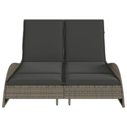 Leżanka z poduszkami, szara, 114x205x73 cm, polirattan