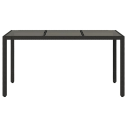 Stół ogrodowy ze szklanym blatem, czarny, 150x90x75cm rattan PE