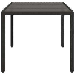 Stół ogrodowy ze szklanym blatem, czarny, 150x90x75cm rattan PE