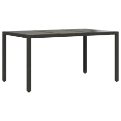 Stół ogrodowy ze szklanym blatem, czarny, 150x90x75cm rattan PE