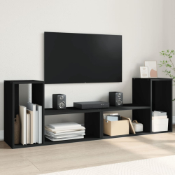 Szafki pod telewizor, 2 szt., czarne, 75x30x50 cm