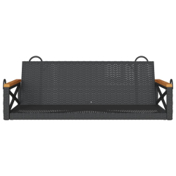 Ławka bujana, czarna, 109x62x40 cm, polirattan