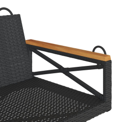 Ławka bujana, czarna, 109x62x40 cm, polirattan