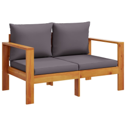 Sofa ogrodowa z poduszkami, 2-osobowa, lite drewno akacjowe