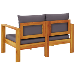 Sofa ogrodowa z poduszkami, 2-osobowa, lite drewno akacjowe