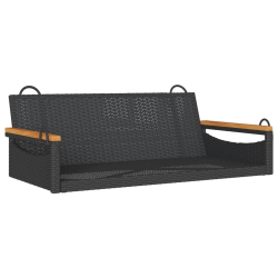 Ławka bujana, czarna, 109x62x40 cm, polirattan