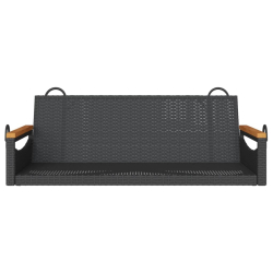 Ławka bujana, czarna, 109x62x40 cm, polirattan
