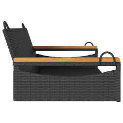 Ławka bujana, czarna, 109x62x40 cm, polirattan